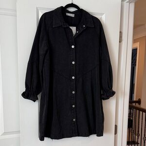 Chic Black Denim Midi Dress